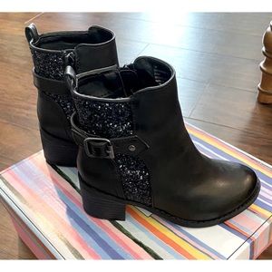 New! MIA Kids. Black Glitter Booties.